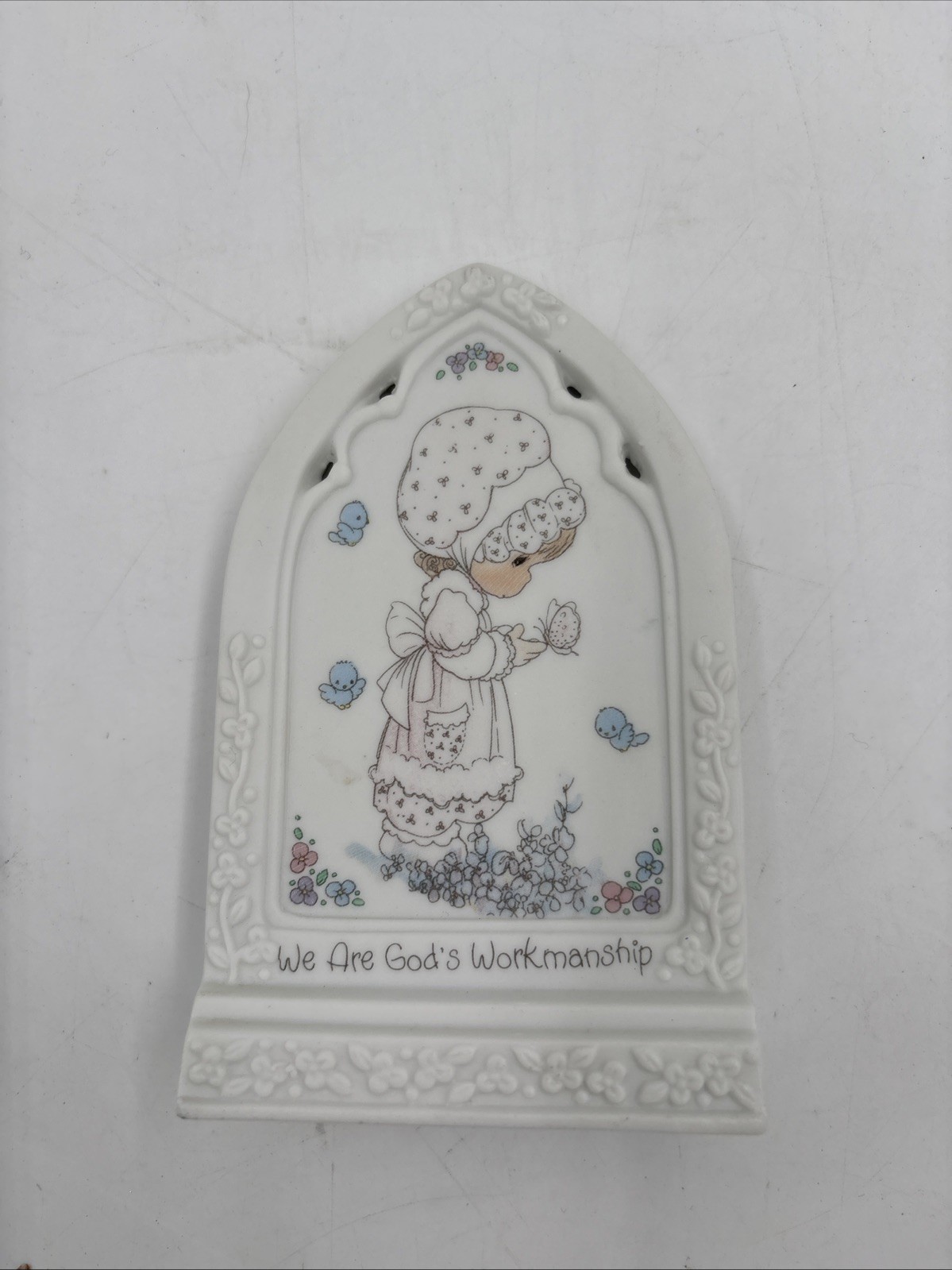 Precious Moments We Are God’s Workmanship Figurine Plaque 1993 Used