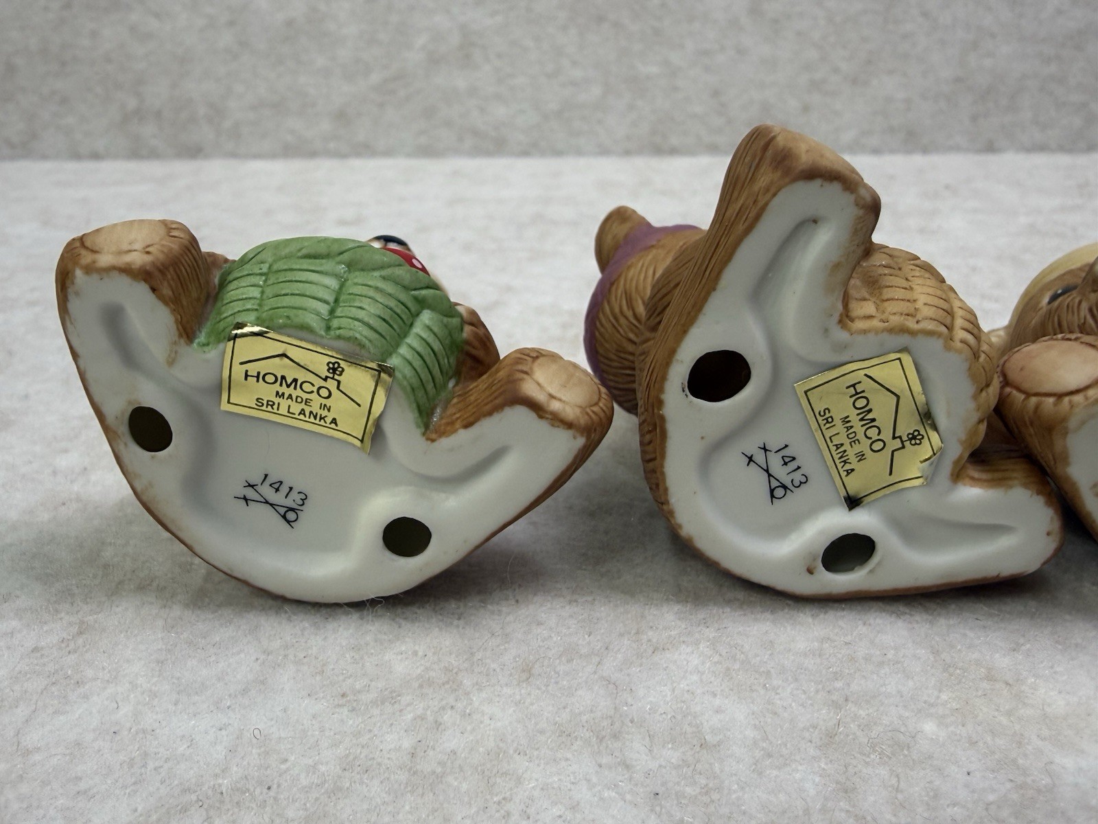 VTG Set Of 4 Homco Miniature Bears Ceramic Figurines #1413 – Mixed Seasons