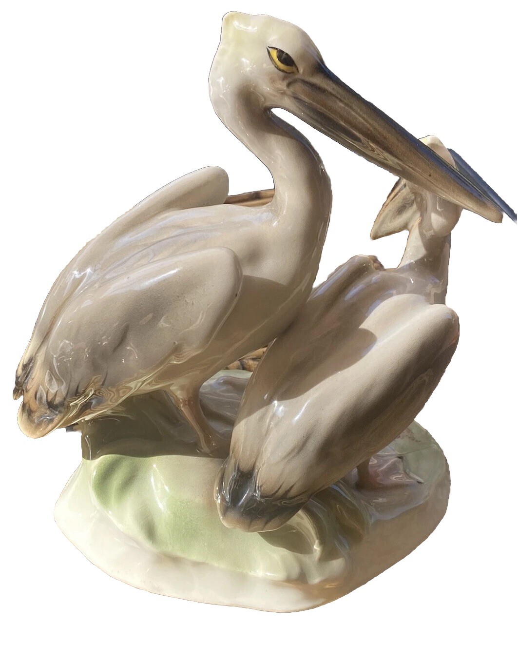 Keramos Wien Austria Signed Royal Belvedere Porcelain Pelicans Vintage Figurine