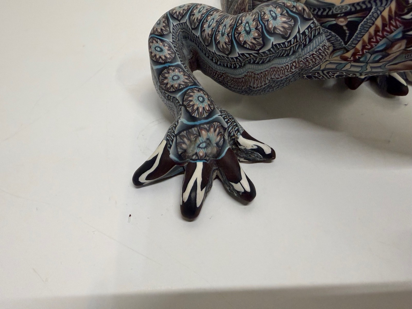 Jon Anderson Fimo Polymer Clay Large Gecko / Lizard Figurine Statue 16 1/2″ Long