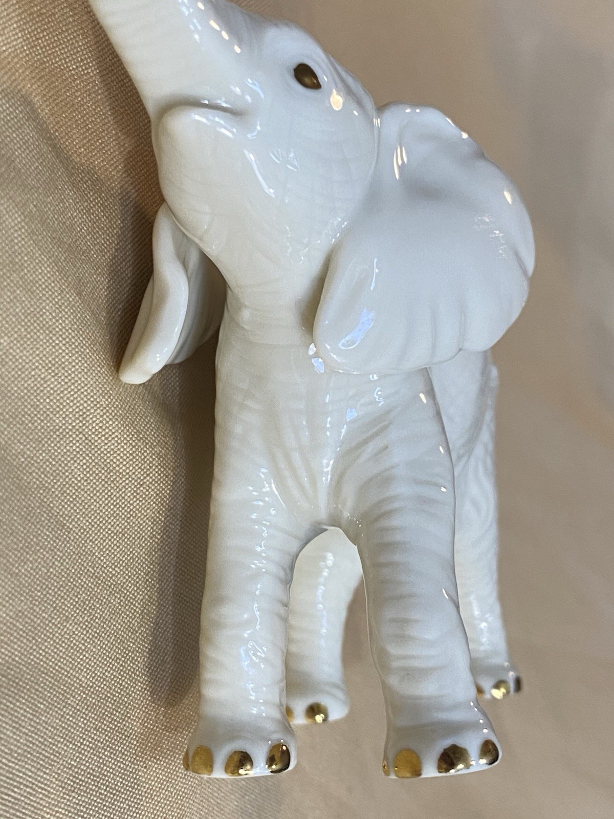 Lenox Elephant Standing Handcrafted 24k Gold Accents Very Detailed Ivory White