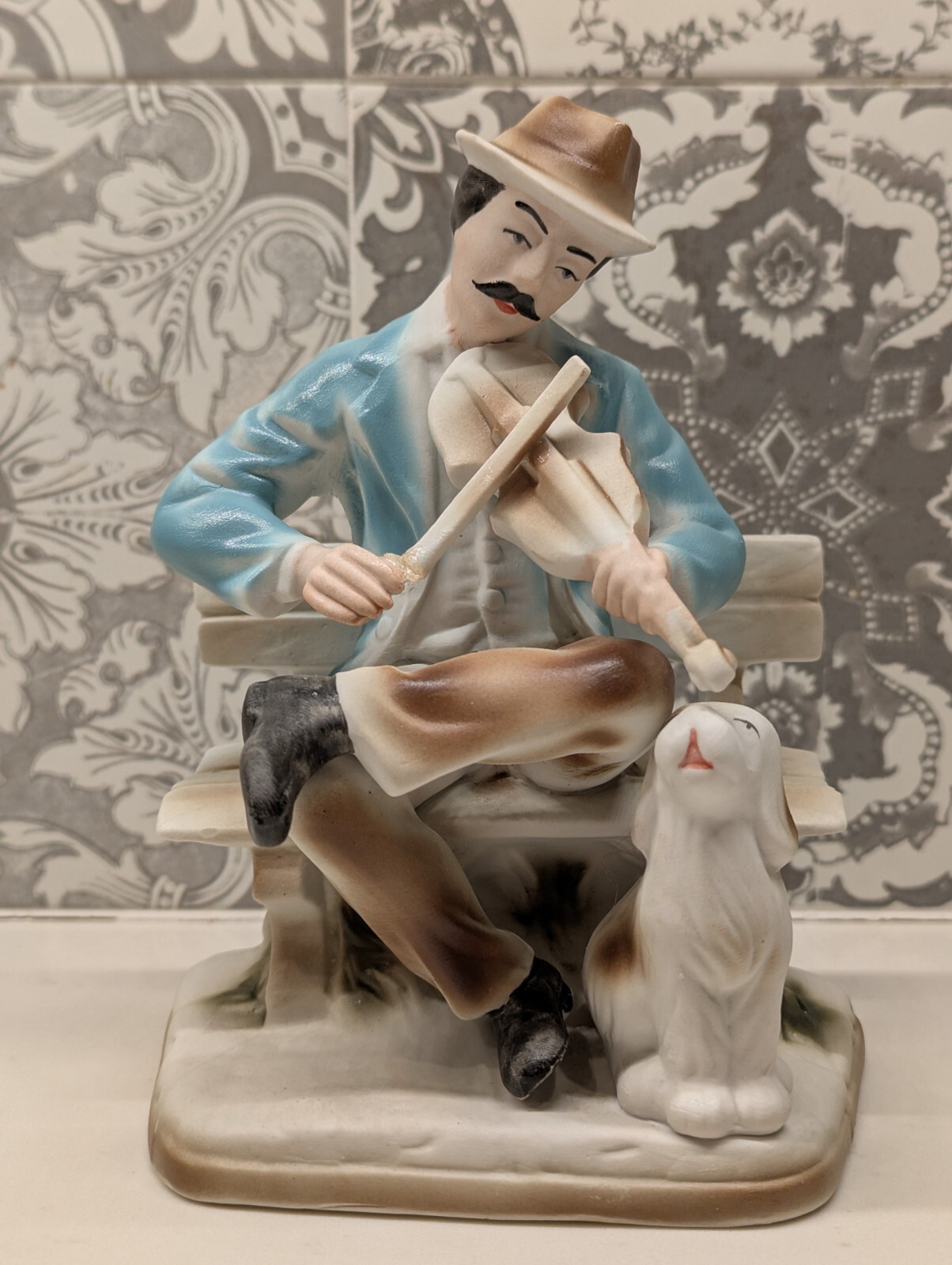 Vintage Romania Hand-Painted ARPO Fine Porcelain Figurine Decorative Fiddle