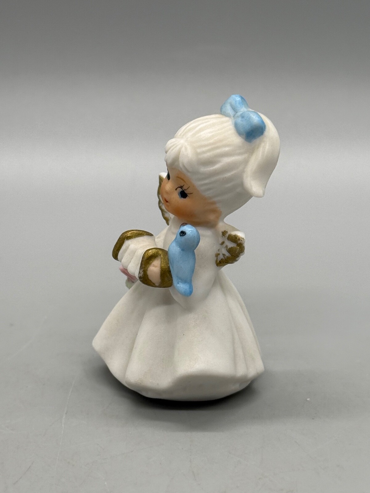 Vintage Napcoware Miniature Angel Of The Month Bluebird Accordion October