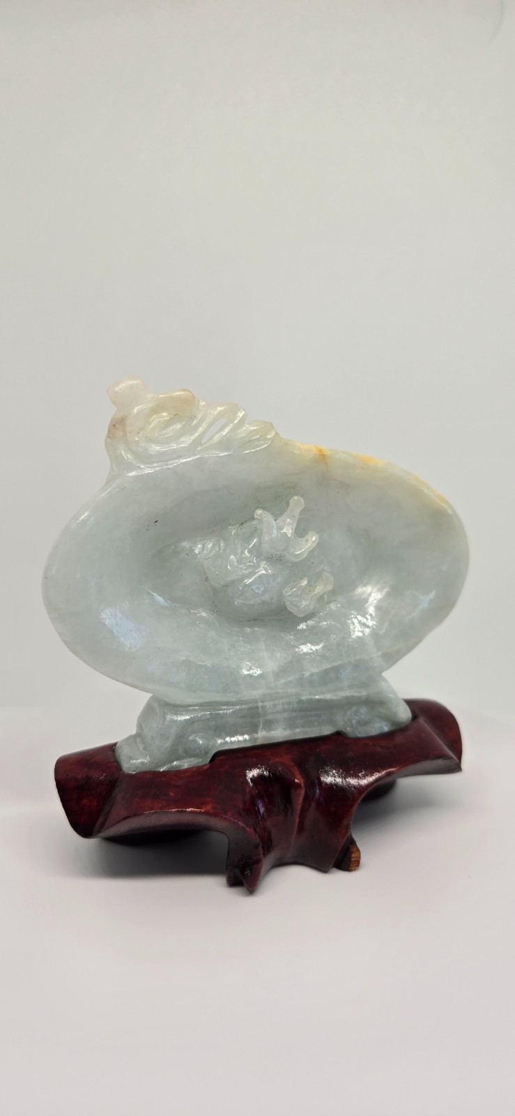 Semi Precious Carved Jade sculpture – 2″ x 1.5″ with custom stand