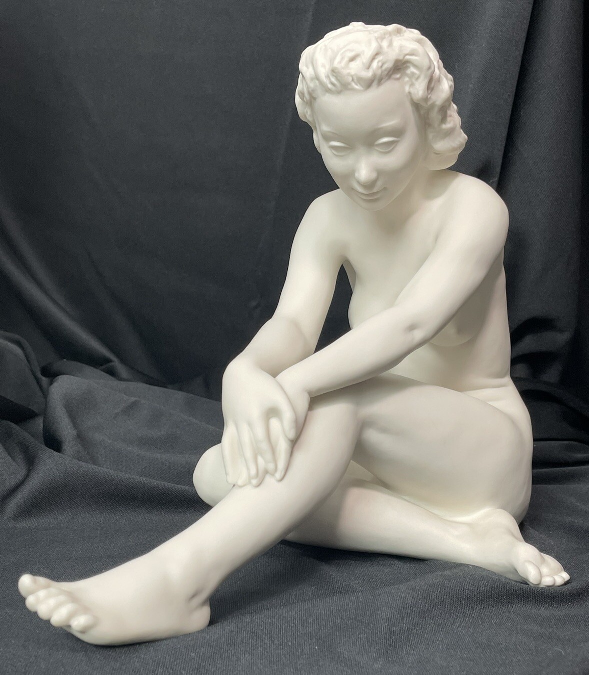 HUTSCHENREUTHER Porcelain Bisque Nude Seated Woman by CARL WERNER Germany Mint!