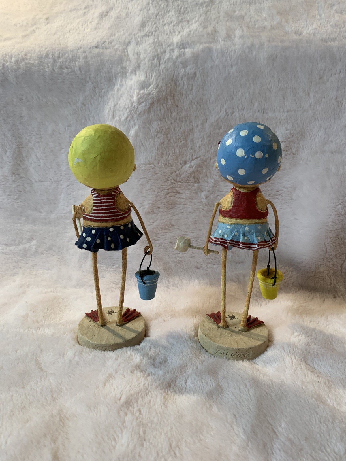 Lori Mitchell Bathing Beauty Collectible Folk Art Doll 6″ Blue Red