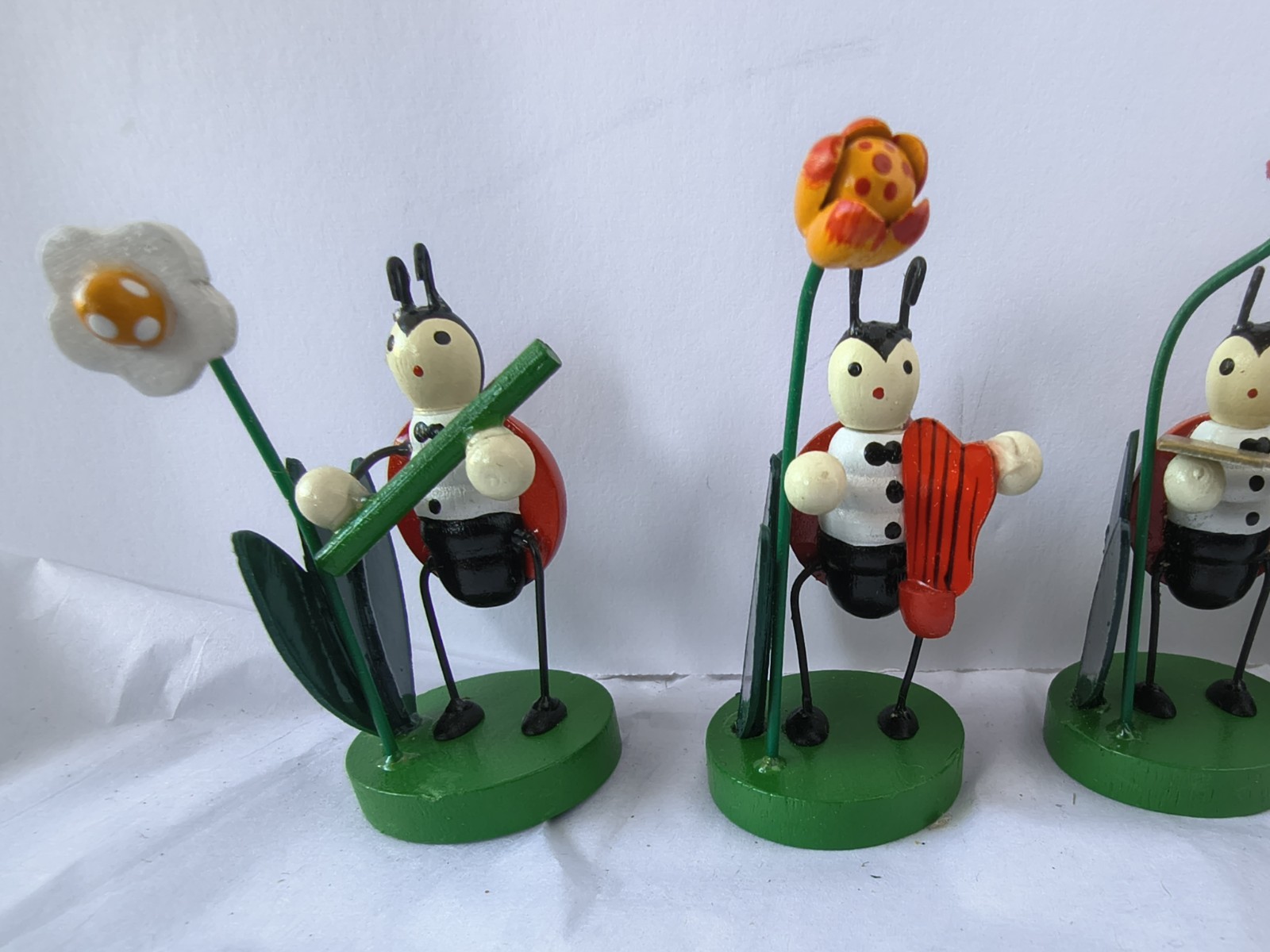 Lot of 8 Ladybug Flower Figurines New Collectible Shelf Decor