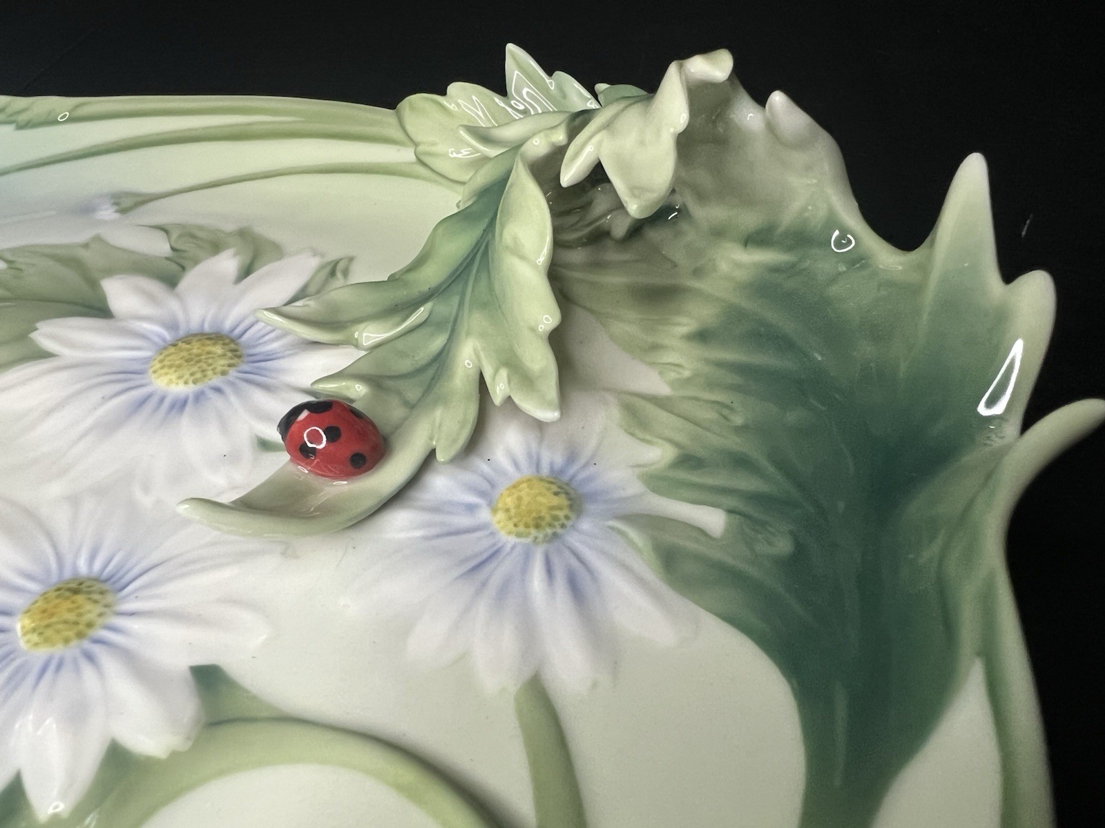 Franz Porcelain: Ladybug Design Sculptured Porcelain Platter. FZ00402