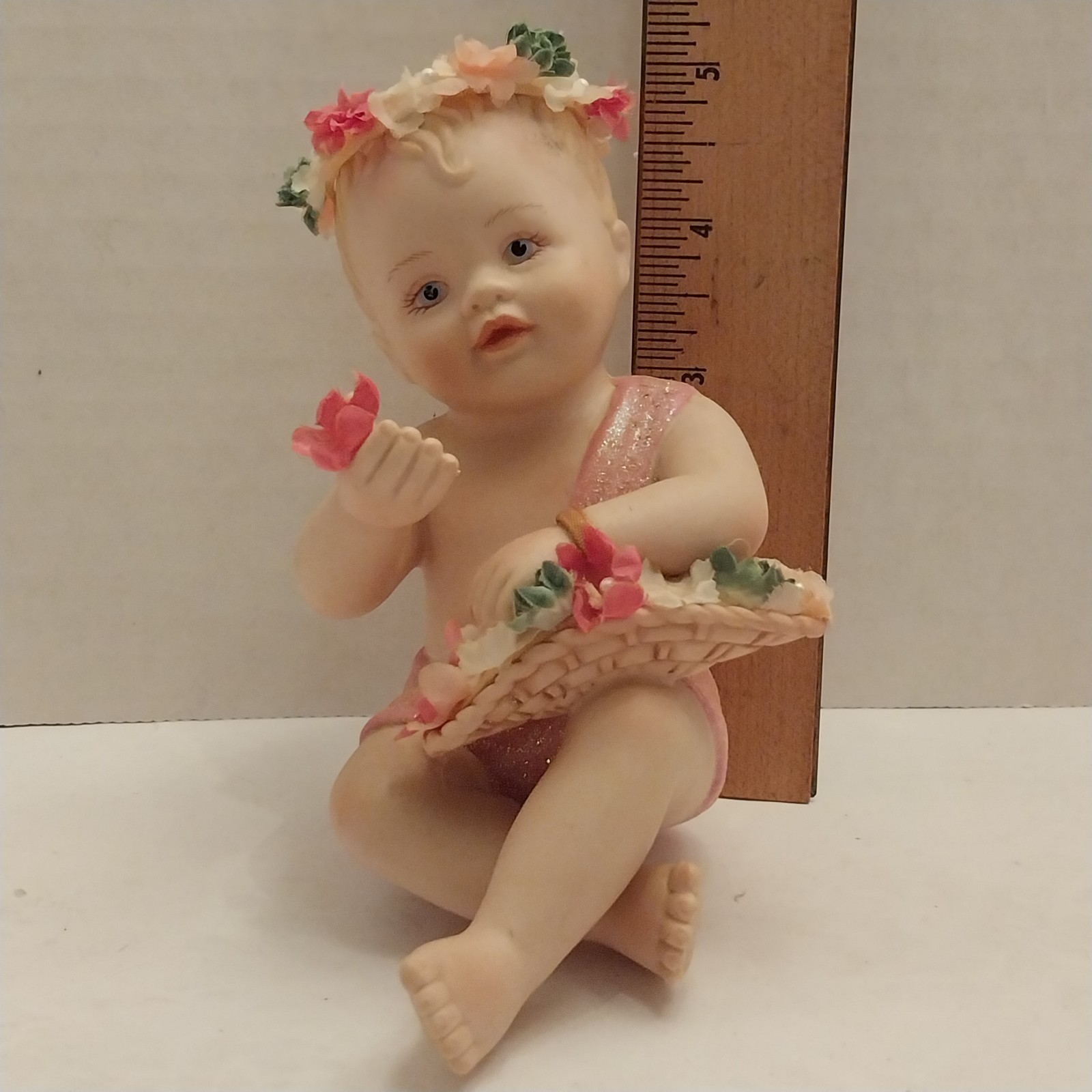 Beautiful Flower Basket Porcelain Angel Baby Phyllis Parkins Hamilton