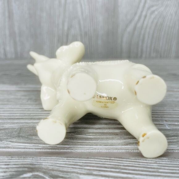Rare Vintage Lenox Porcelain Elephant Figurines white gold figurine & bowl dish