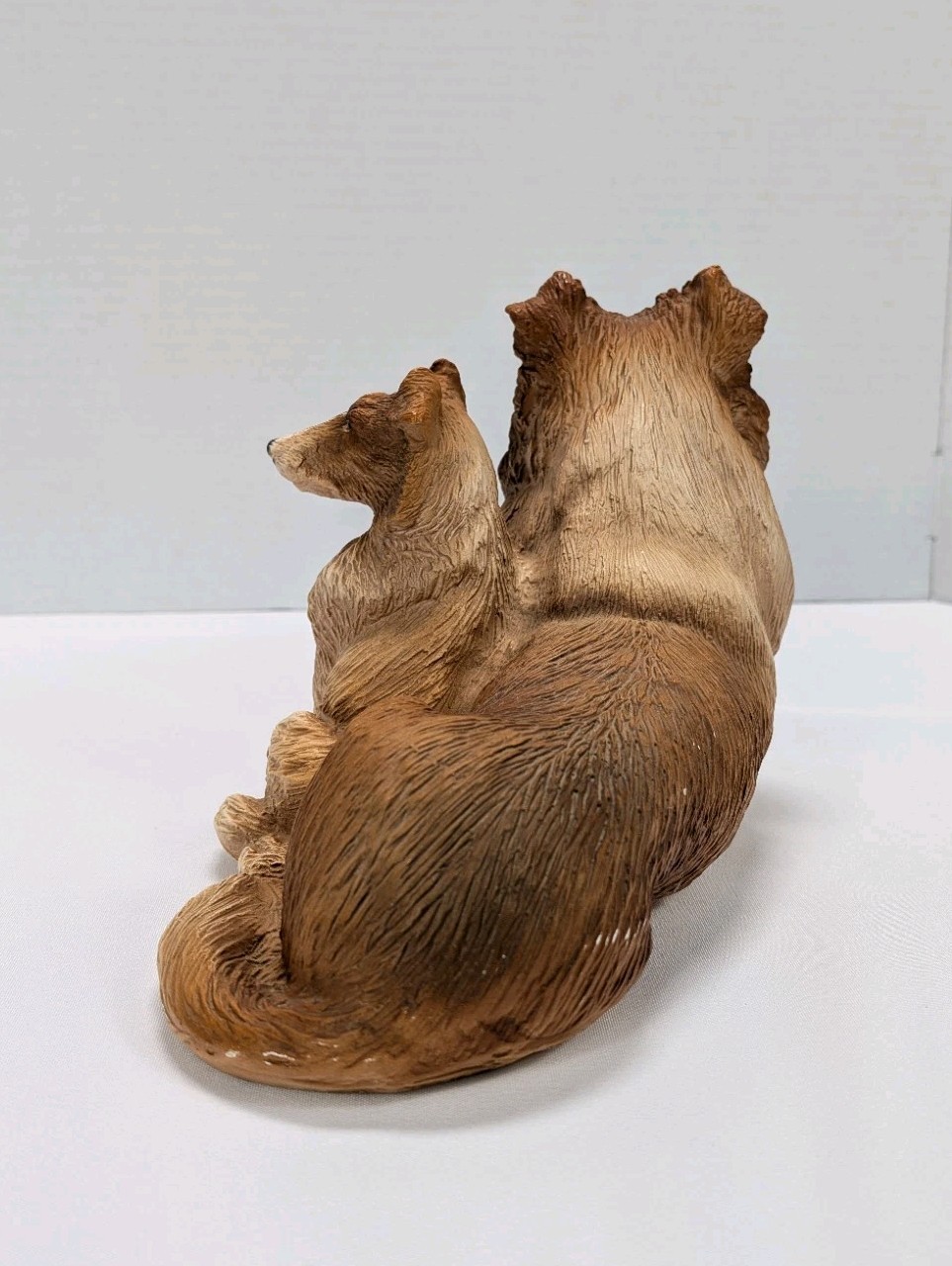 Vintage Collie Homco Adult Mom/Dad & Puppy USA Resin Large Lassie Dog Figurine