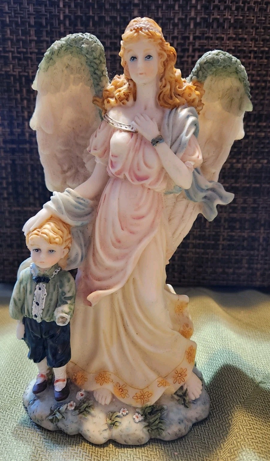 Angel + Boy Figurine – Guardian Angel With Little Boy, 7 inches Tall – NICE!