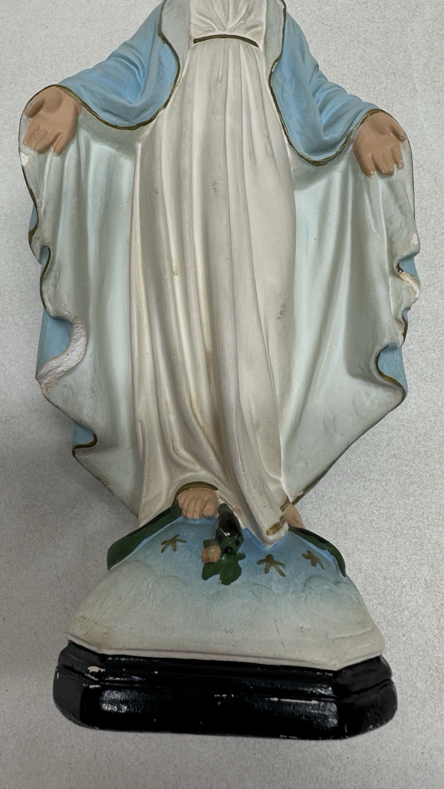 Chalkware Virgin Mary Madonna Religious Christian Statue Serpent 12 in Tall