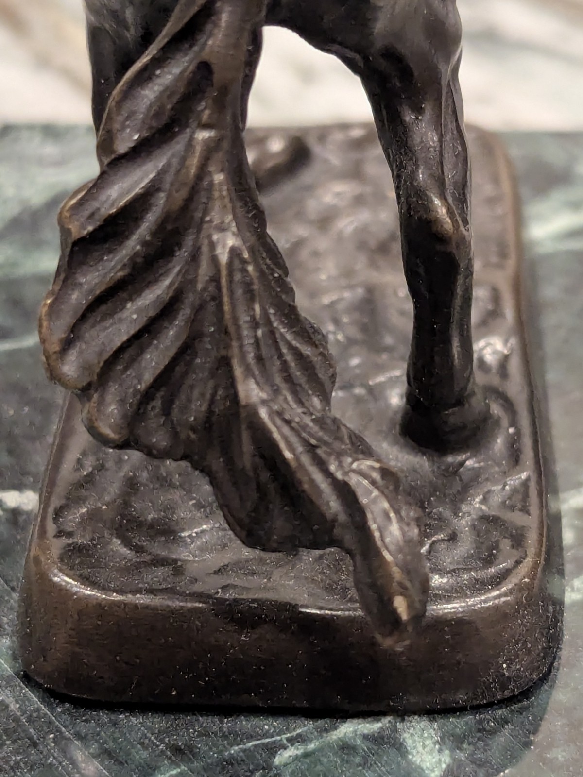 Andrea by Sadek Rearing Horse Cowboy Sculpture Marble Base 6” Bronze