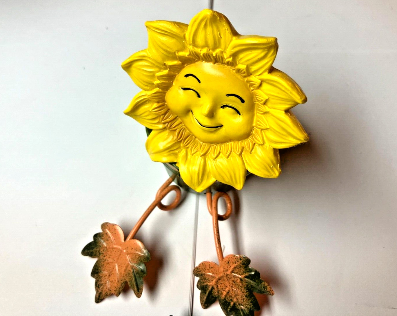 Anthropomorphic Smiley Face Sunflower in Pot Ceramic Figurine Kitsch EX Rare!