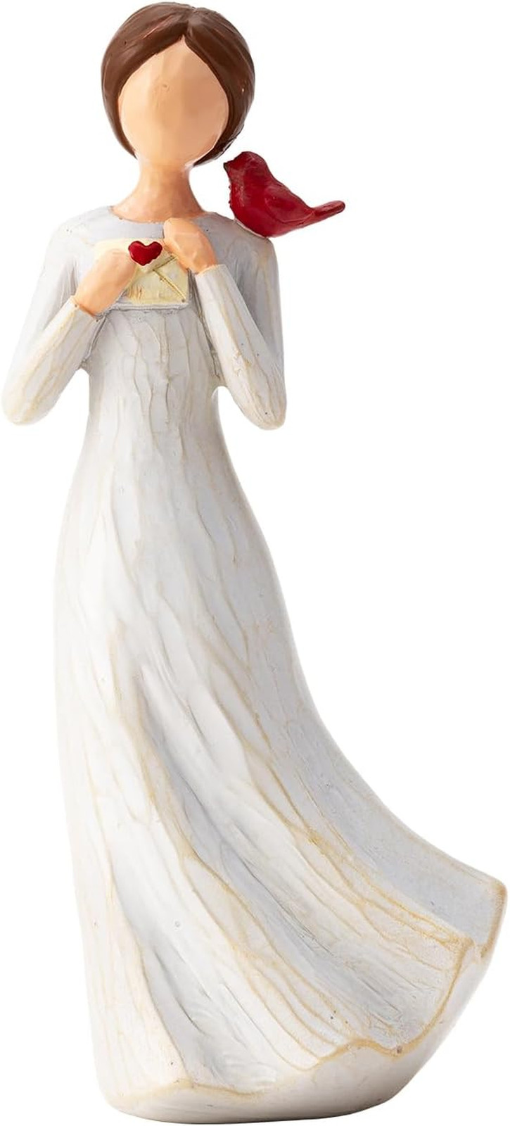 Hand-Painted Memorial Angel Figurine with Red Cardinal & Love Letter – 6.2 Inch