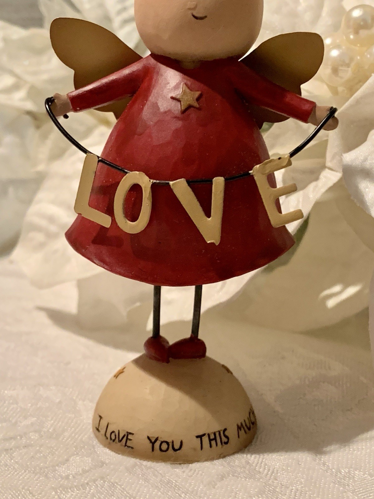 Blossom Bucket Dan Dipaolo Figurine Valentine I Love You This Much Angel 4”