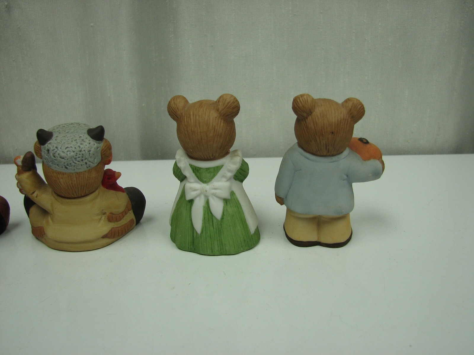 Homco Thanksgiving Bears Figurines #1413 & #5209 Set Of 6 Porcelain Fall Autumn