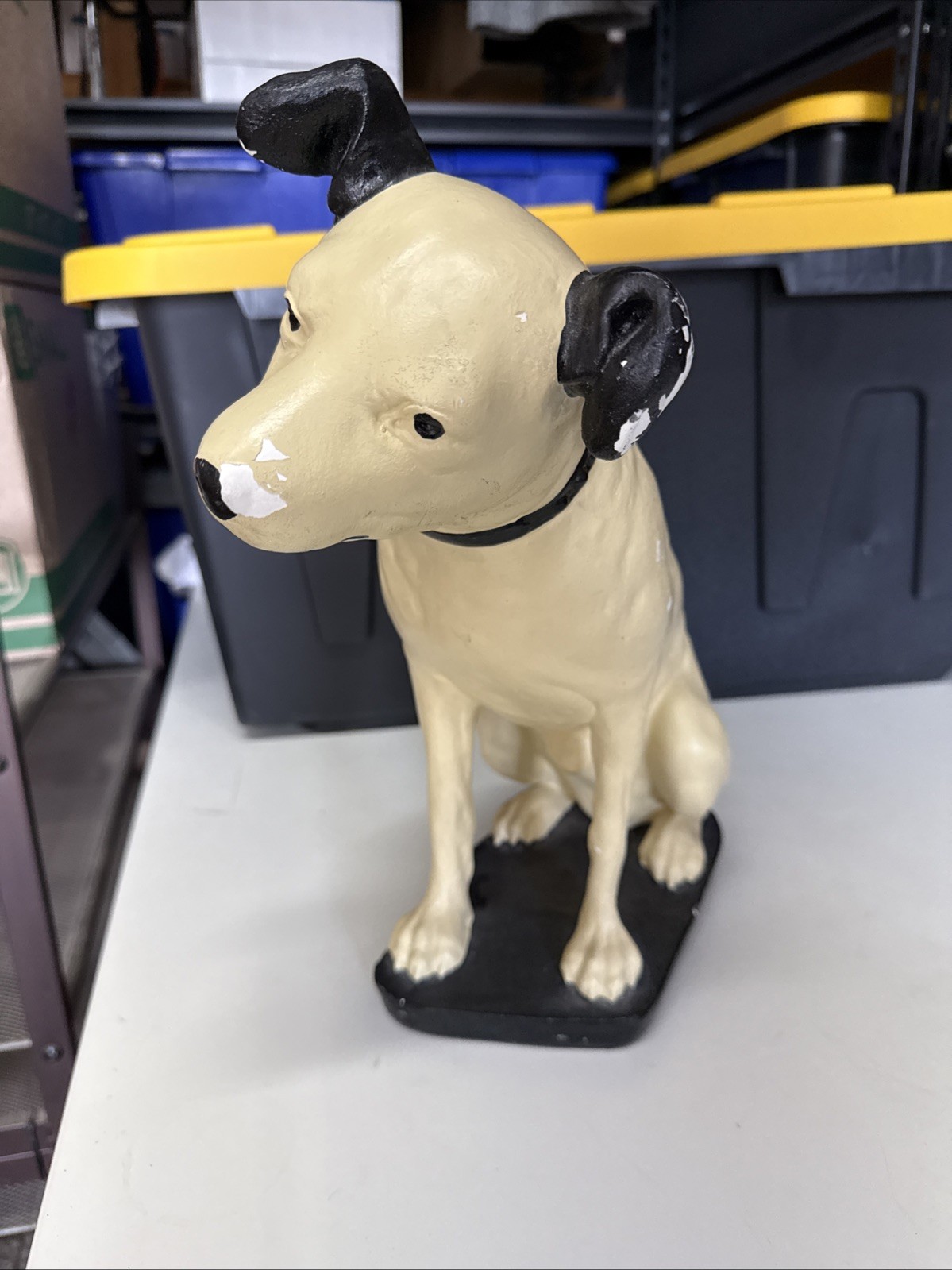 Vintage RCA Advertising Nipper Dog Chalkware Statue Jack Russell Terrier 14.5″!