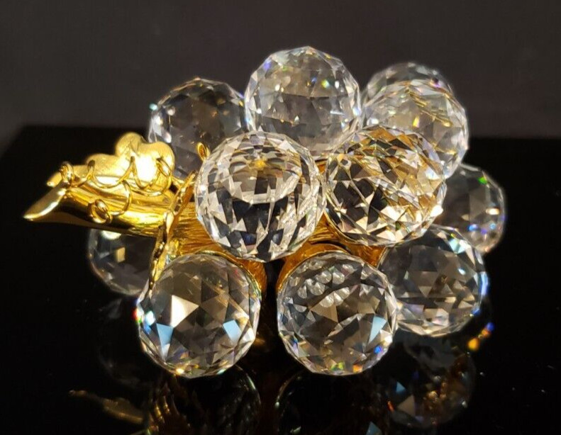 Swarovski Crystal Sparkling Fruit 15 Grapes w/ Gold Leaves & Stem 7550 NR 20015