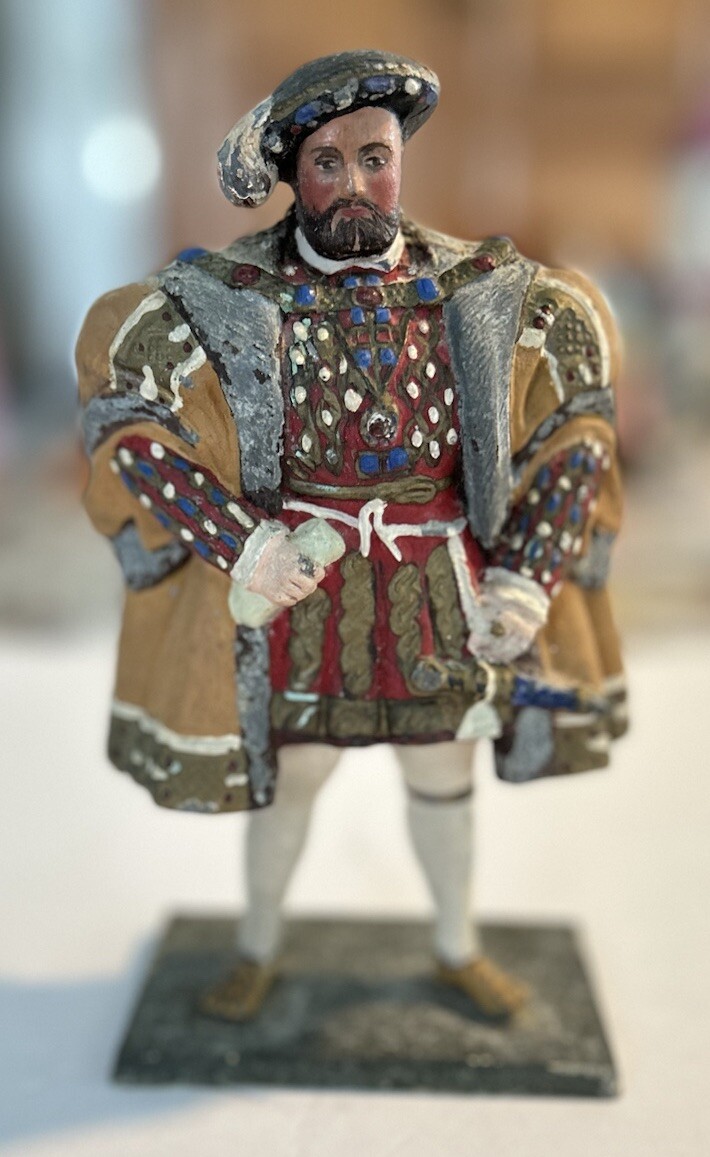 Rare Hand Painted Lead Figure Of Tudor King Henry VIII Figurine 1940’s Heavy HTF