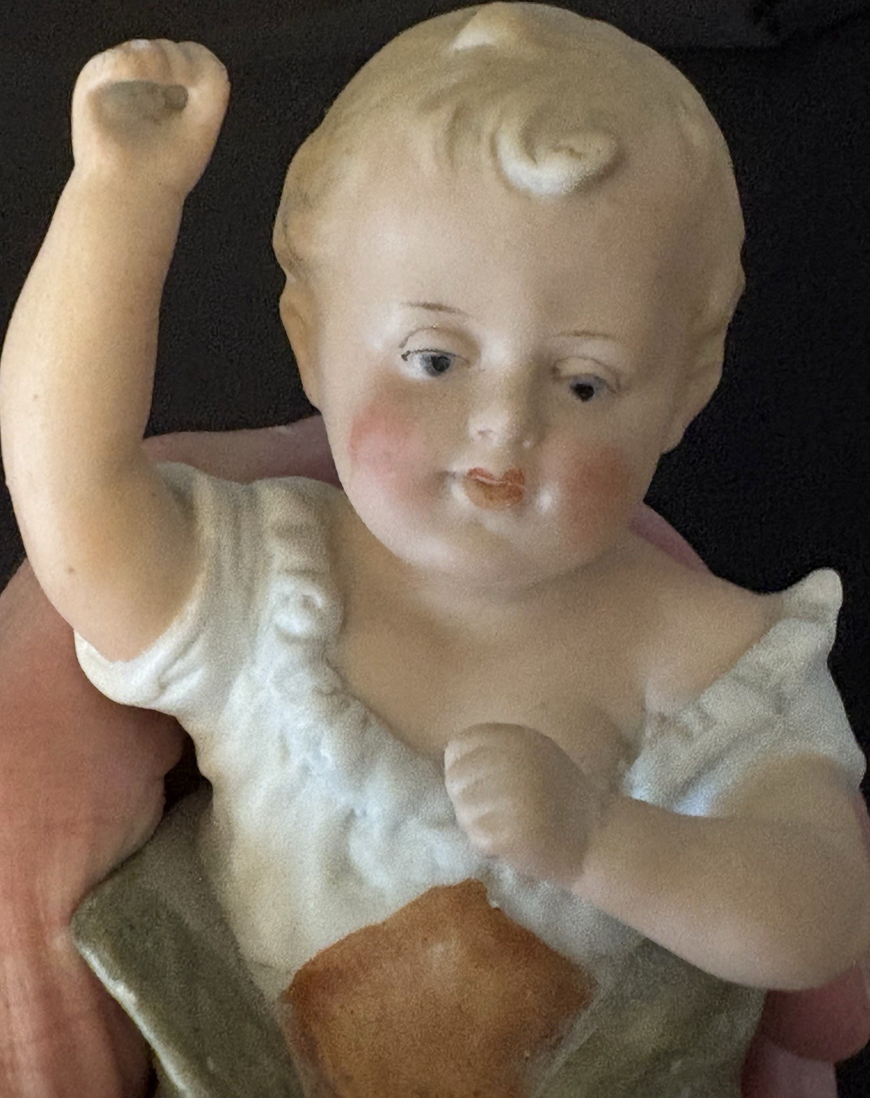 German Heubach Bisque Boy in Shoe 4 3/4 Rising Sun Mark