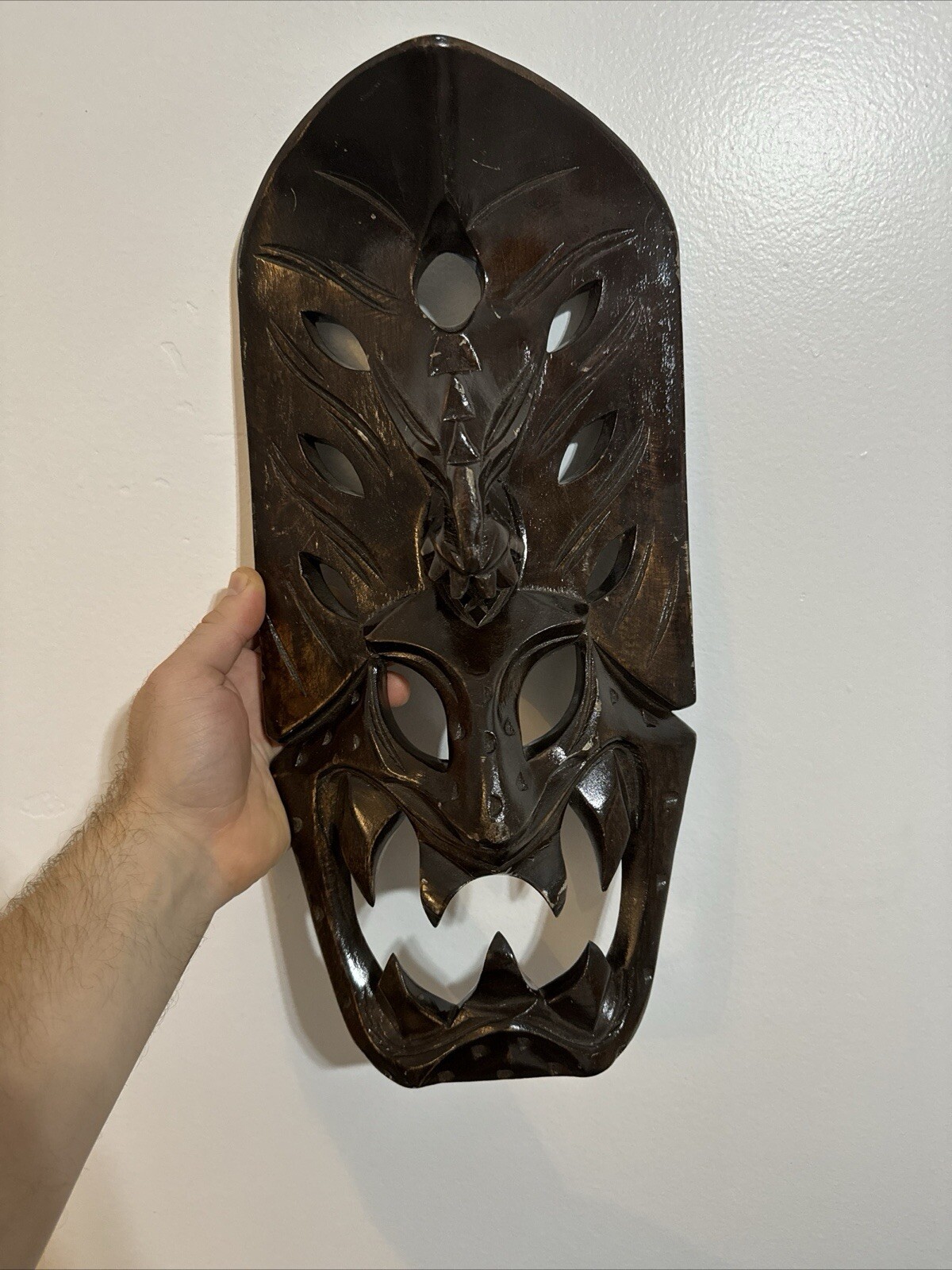 Indigenous Carved Wooden Mask 20 x 10 Made in the Philippines