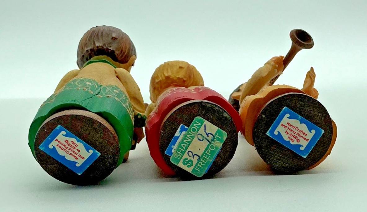 Vintage Anri Toriart Hand Carved Wooden Children Playing Instruments Figurines