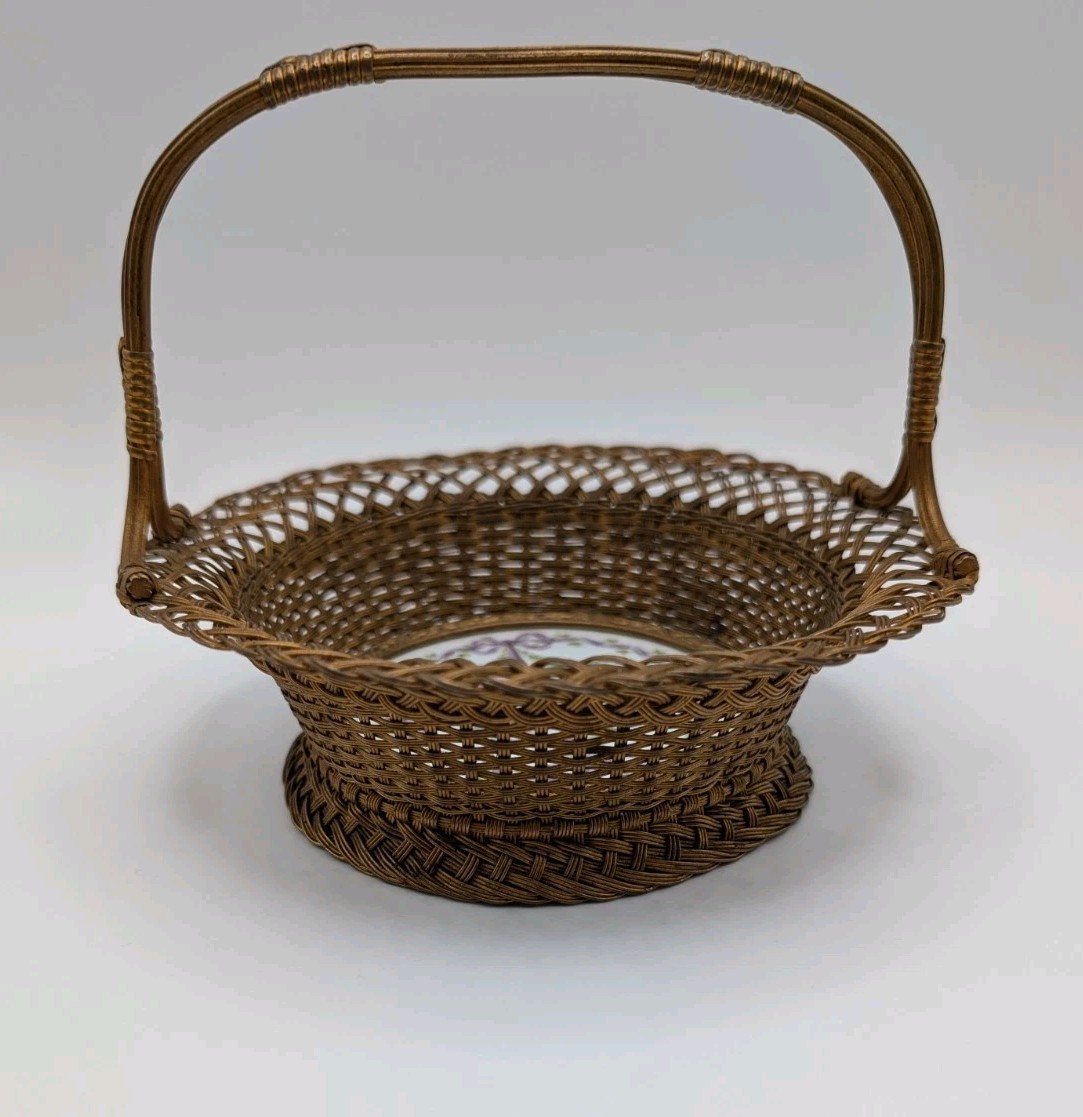 Antique Sévres Bronze & Porcelain Bride Basket Centerpiece Stamped