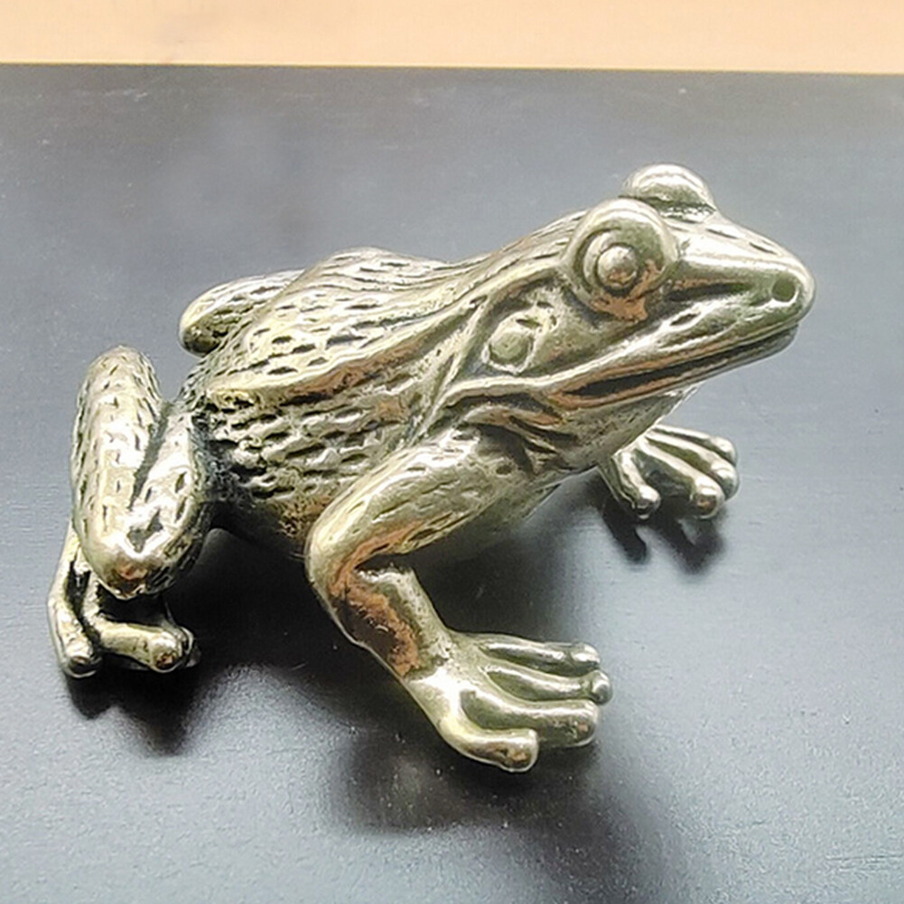 Brass Frog Figurine Statue Home Office Table decoration Animal Figurines toy **