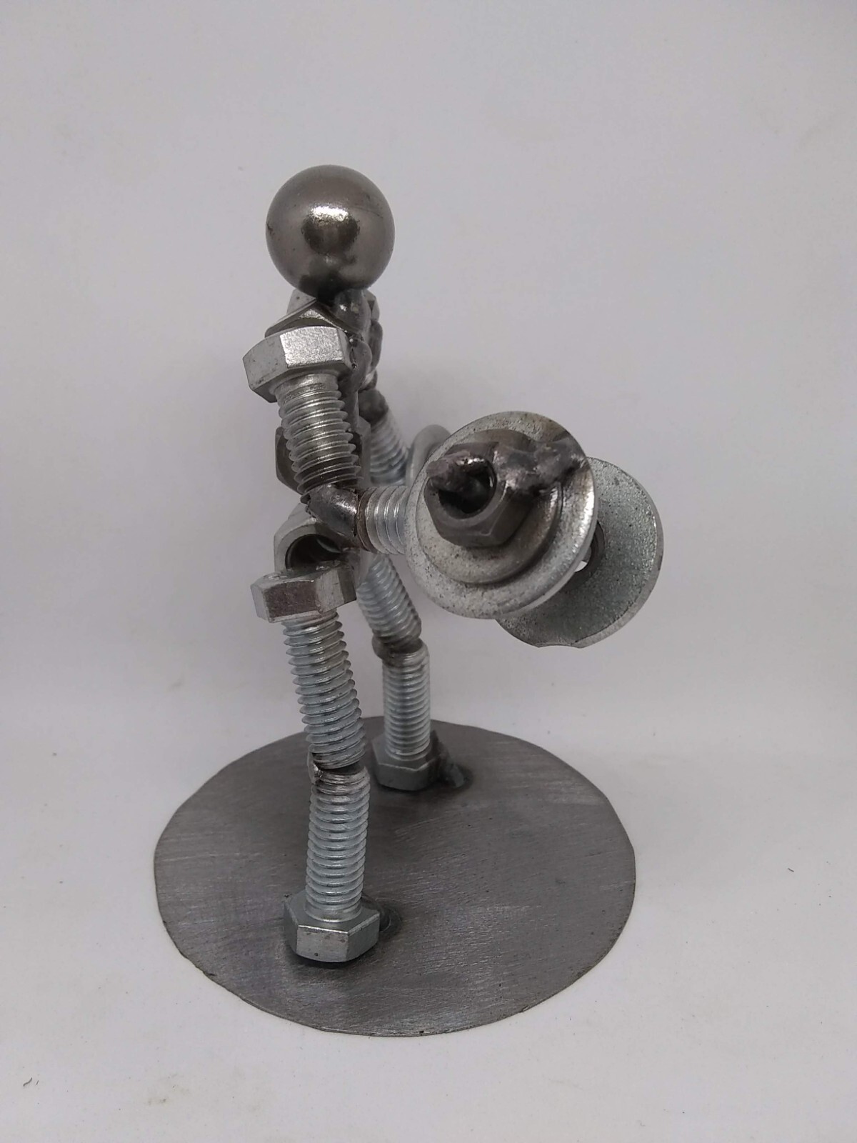 Dumbbell Weight Lifter Metal Bolt Figurine, body building