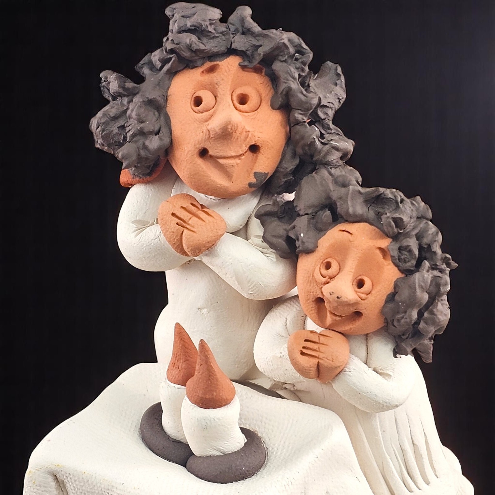 VTG Jewish Mother Child Praying Figure Woman Daughter Clay Artist Denis Filtser