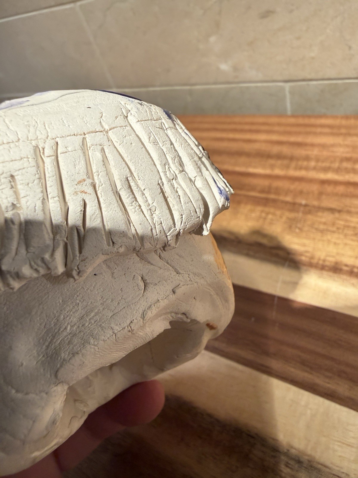 Oddity Handmade Unfinished Old Man Face Ceramic Figurine