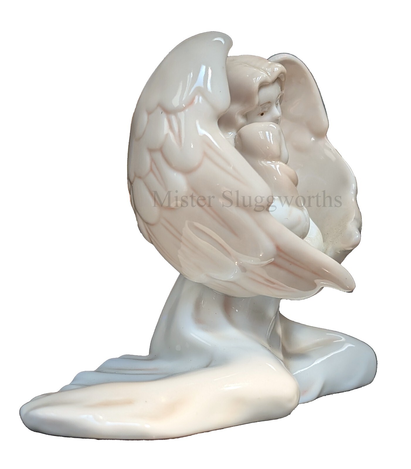 1990 Russ Berrie Porcelain Ceramic Guardian Angel & Baby Figurine Holiday Decor