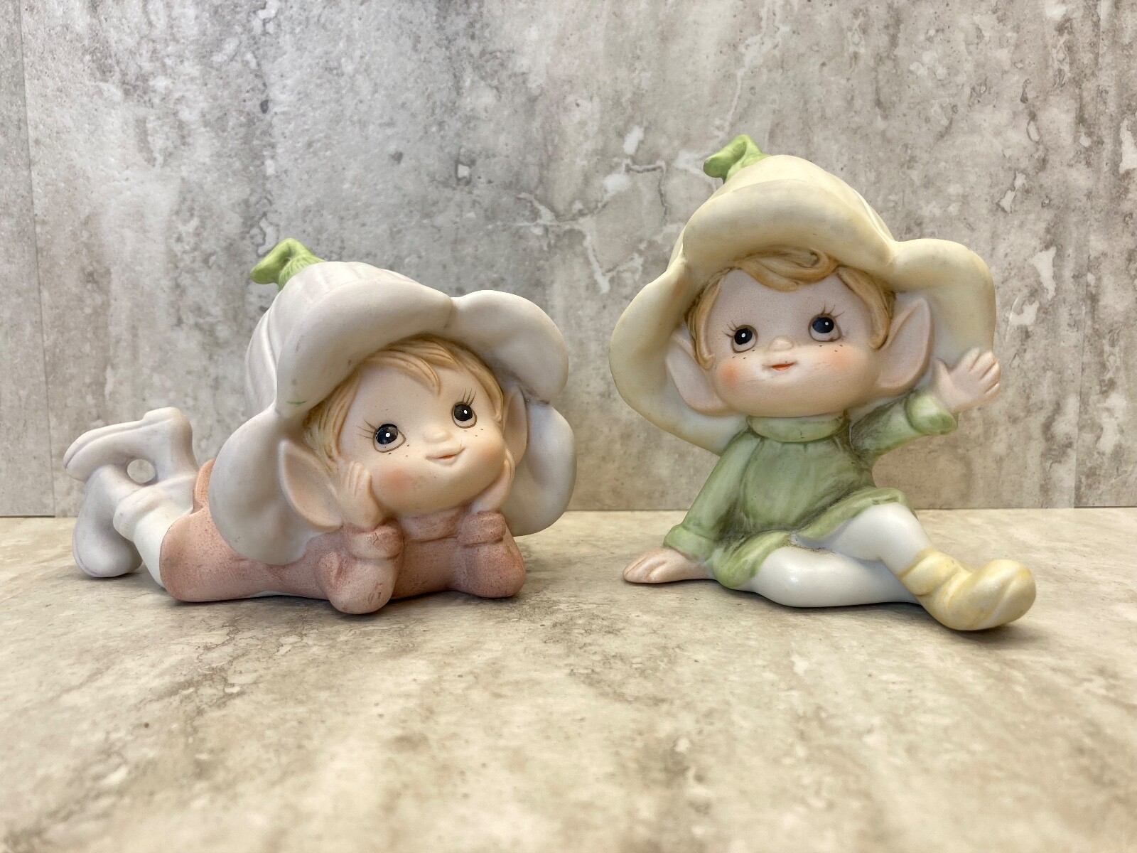 Vintage Homco Fairy Elf Pixie Figurines Set of 2 Garden #5615