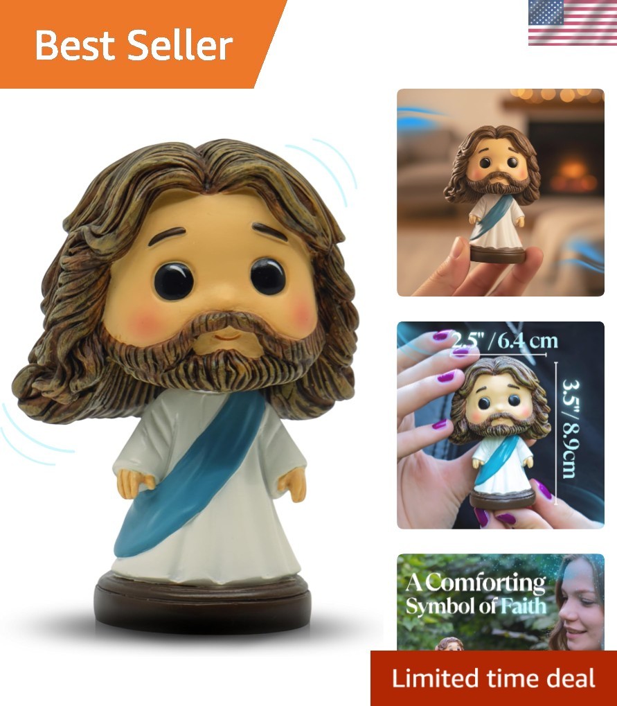 Jesus Bobblehead for Car Dashboard – 3.5 Resin Baby Blue Mini Jesus Figure/St…
