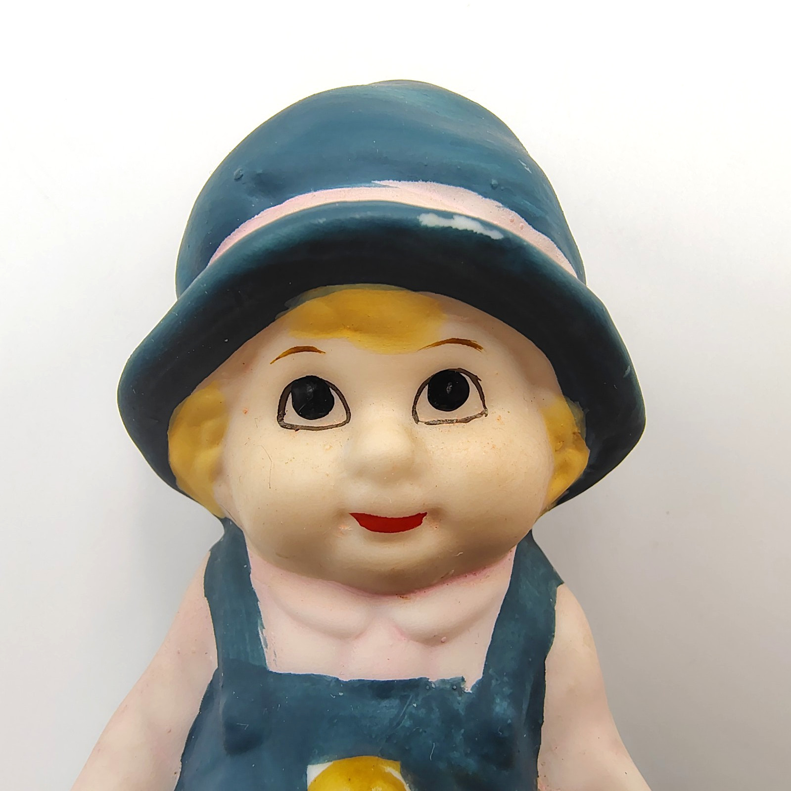 Vintage Ceramic Pilgrim Bell Set Farmers Southern Blue White 5.5″ x 2.5″