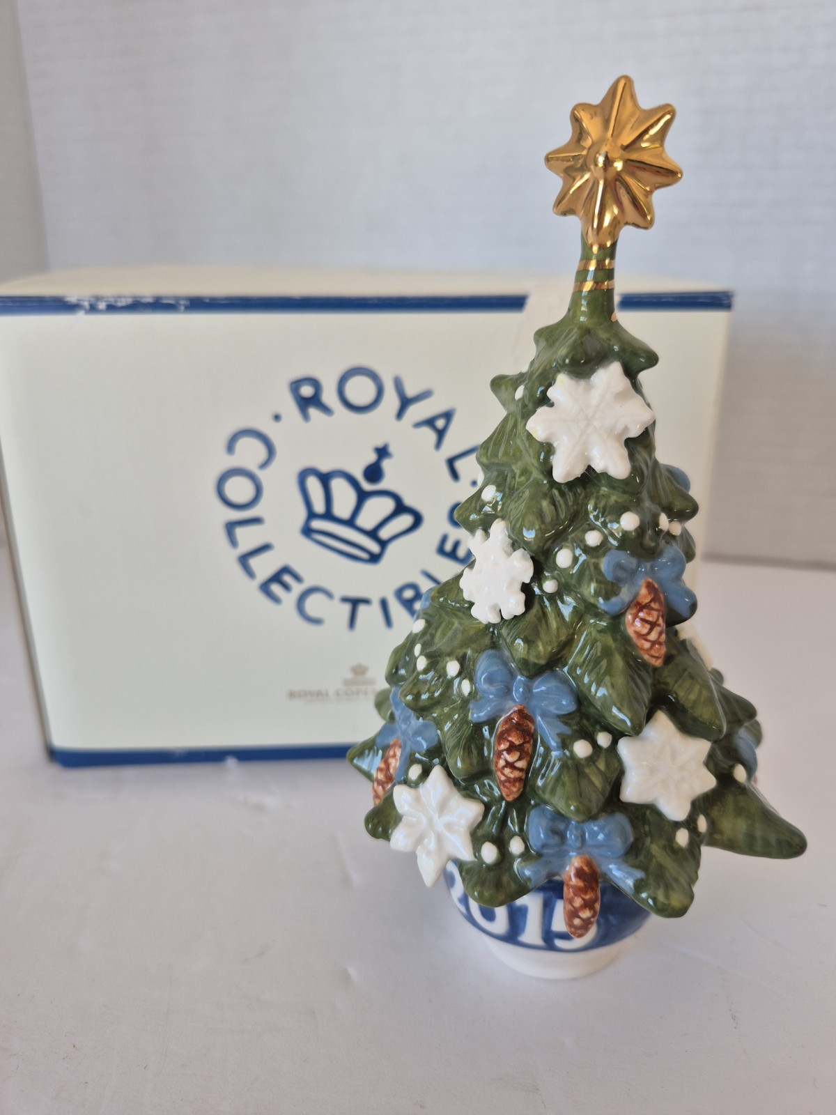 2015 Royal Copenhagen Annual Christmas Tree Pine Cones Porcelain Figurine w/ Box