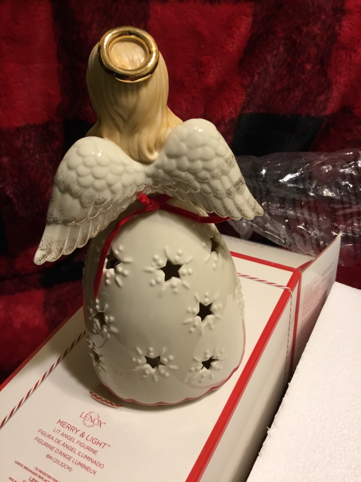 RareLENOX MERRY & LIGHT Angel Figurine Sculpture LIGHTS UP 8” New