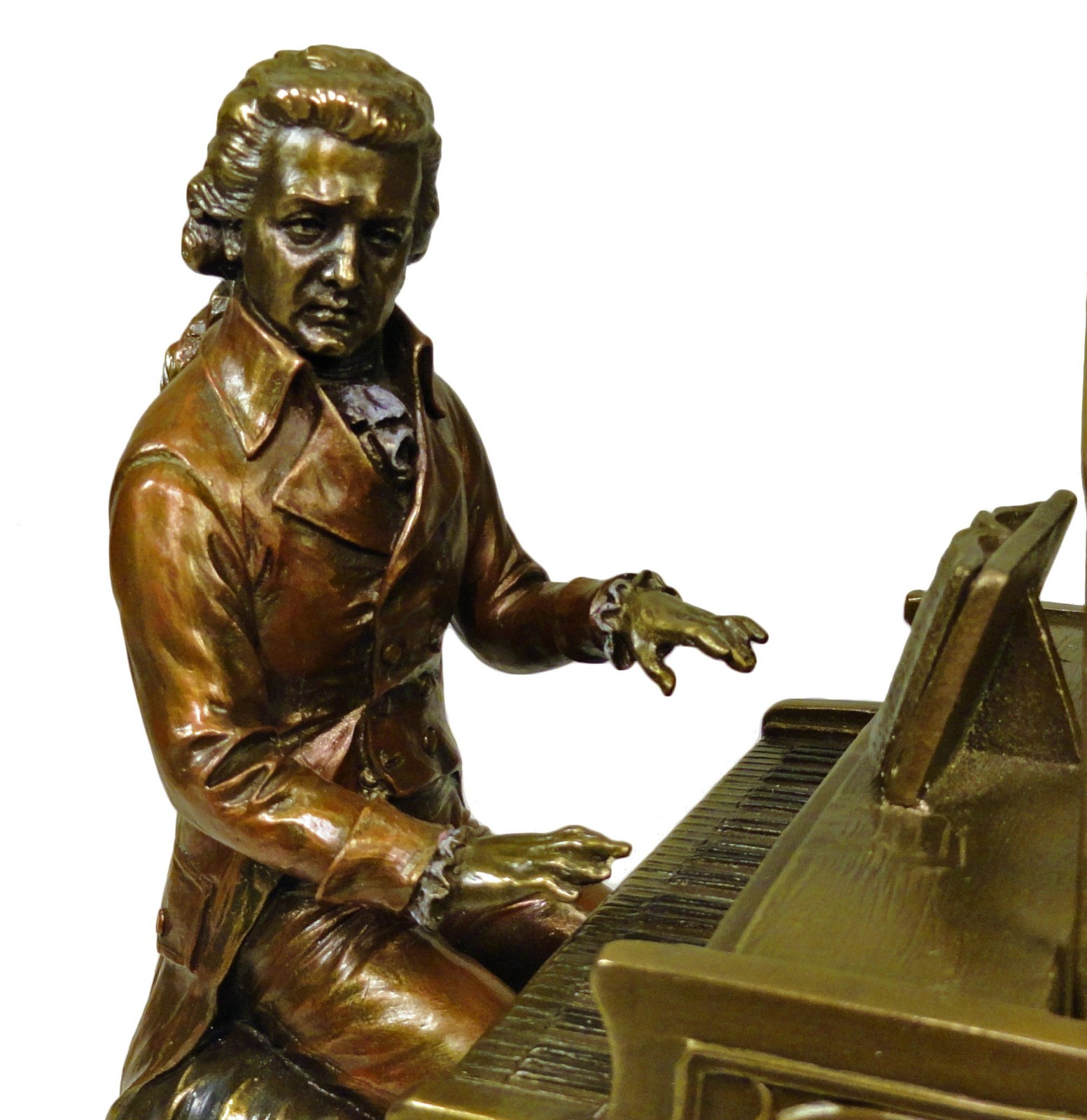 MOZART Playing Piano Sculpture Statue Rich Antique Bronze Color
