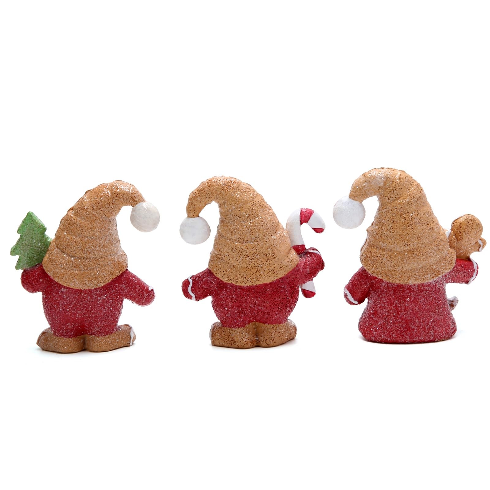 Christmas Gnome Figurines Set of 3, Hand-Painted Resin Gingerbread-Style Mini…