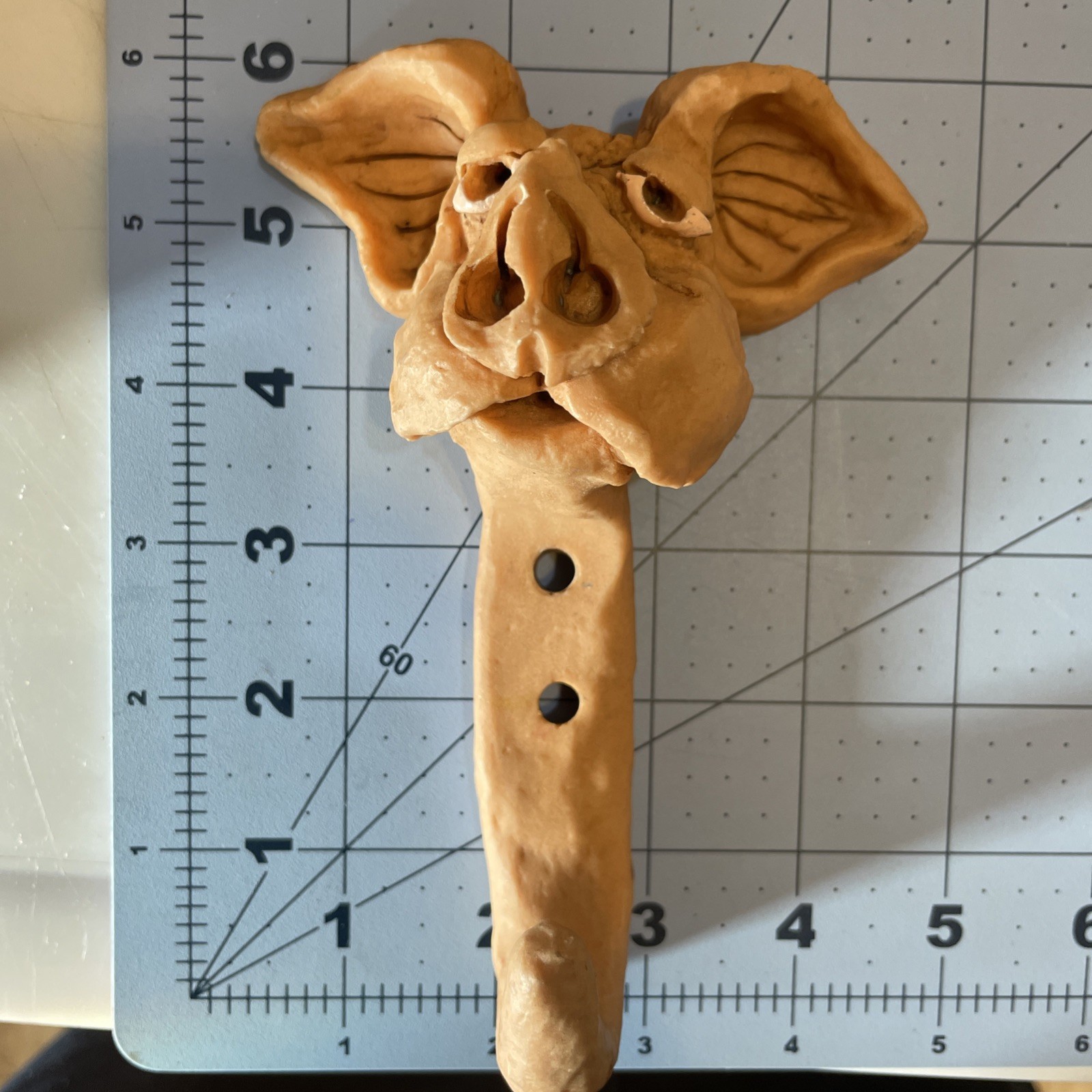 Vintage Unique Creepy Curious Critters Pig Wall Hook 1980s Resin Clay Like