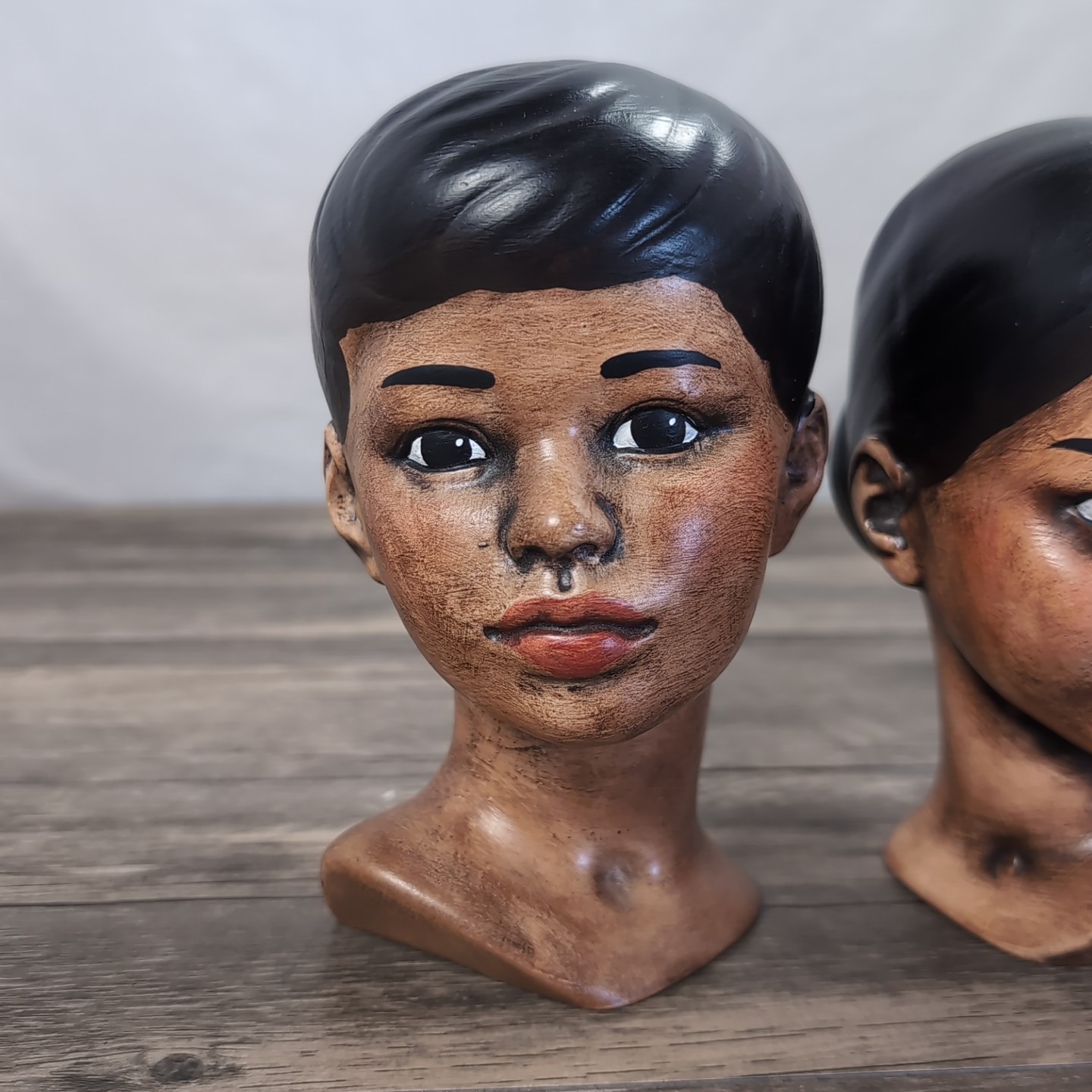 3 VTG Holland Mold Ceramic Head Bust Hawaiian Polynesian Figurines 70s Model