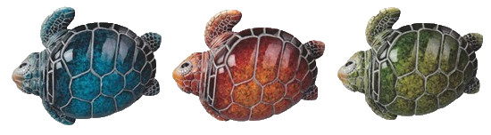 Three Sea Turtle Babies Figurines 2.75″W Ornament Home Decor Nautical Gift