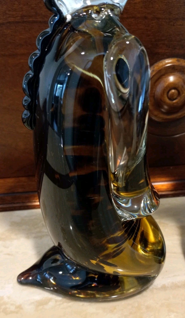 Vintage MCM Pair of MURANO Sommerso Asian Amber 10″-12″ Figurines ~ Excellent