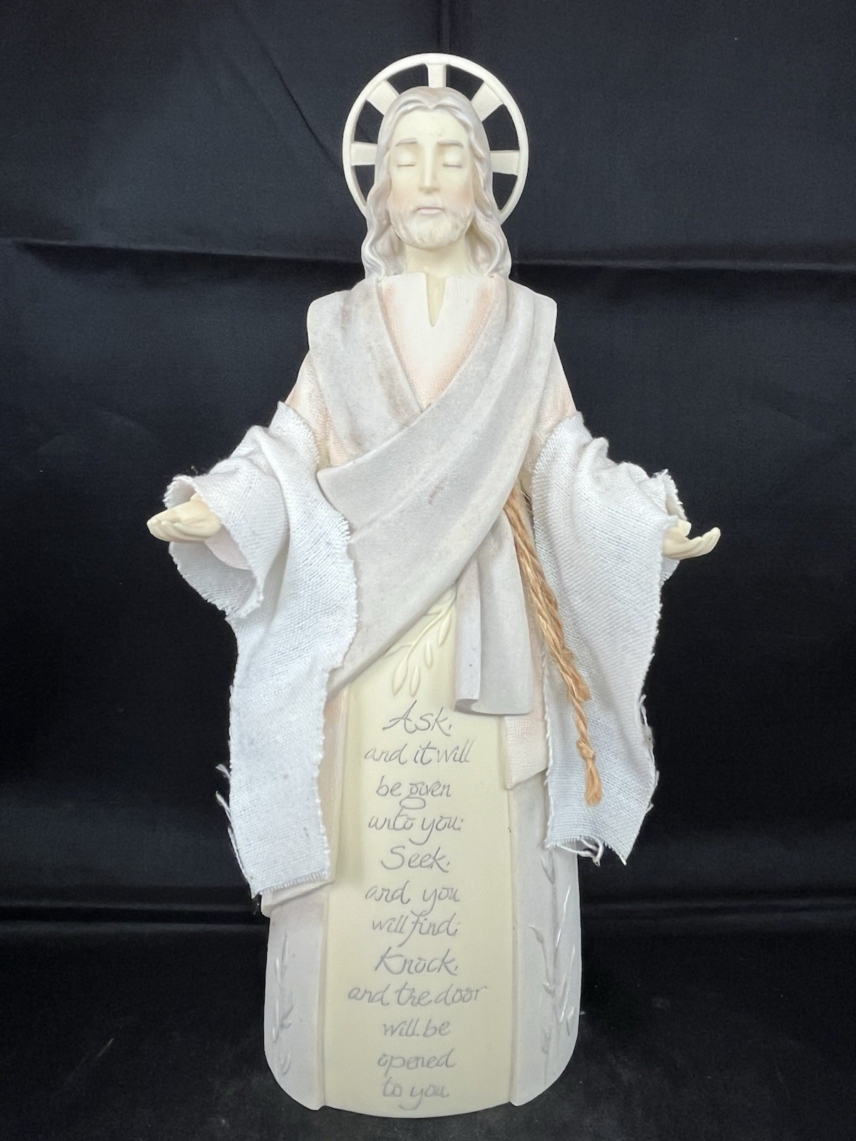 Jesus Christ Ask Seek Knock Stone Resin Figure Foundations 2008 Enesco #4015047