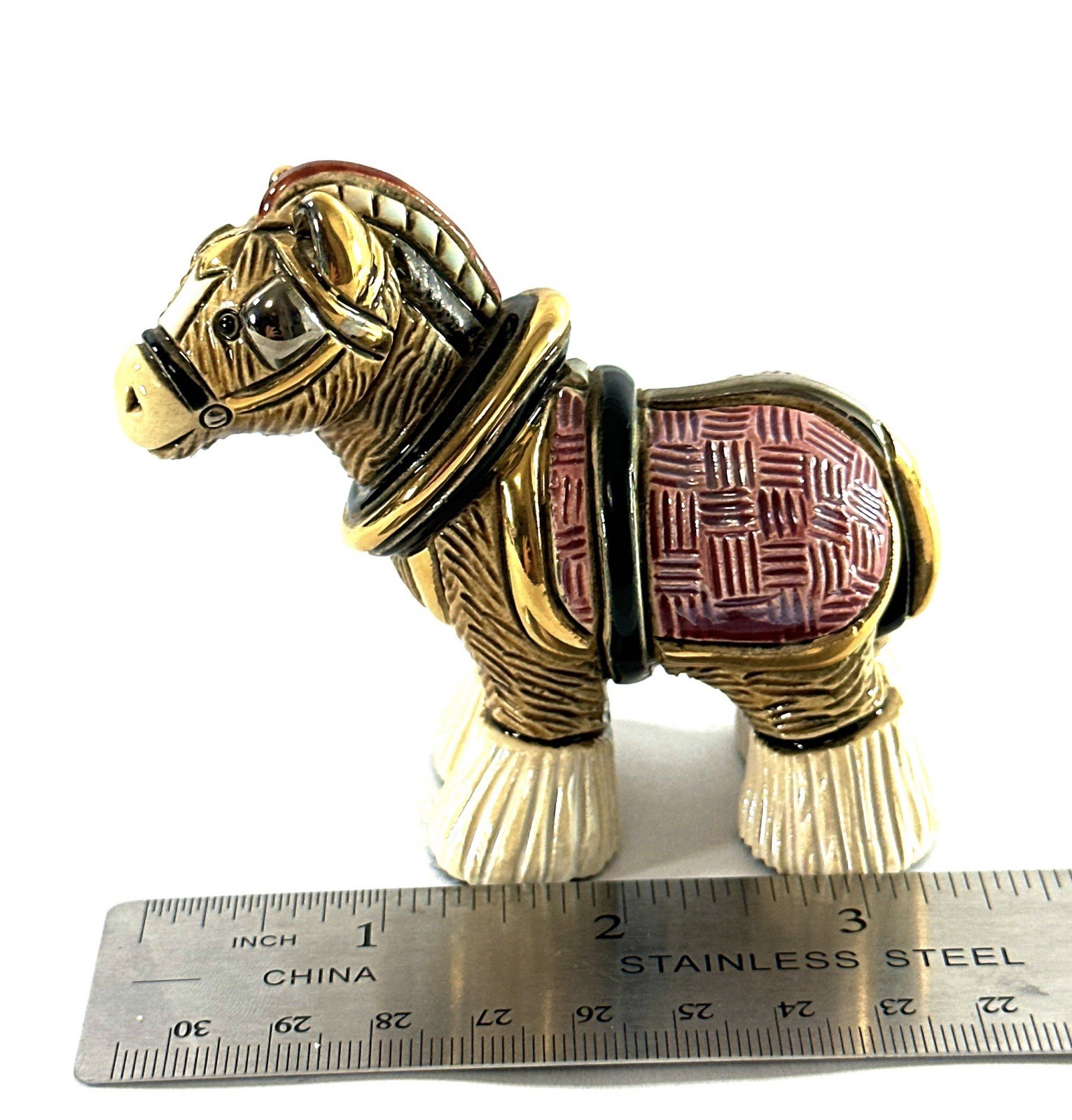 De Rosa Rinconada Rinca Babies Horse Foal Figurine Ceramic Gold Platinum Box