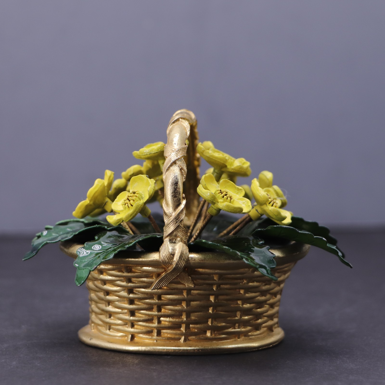 Vtg Gorham Jane Hutcheson Metal Enamel Painted Flower Basket