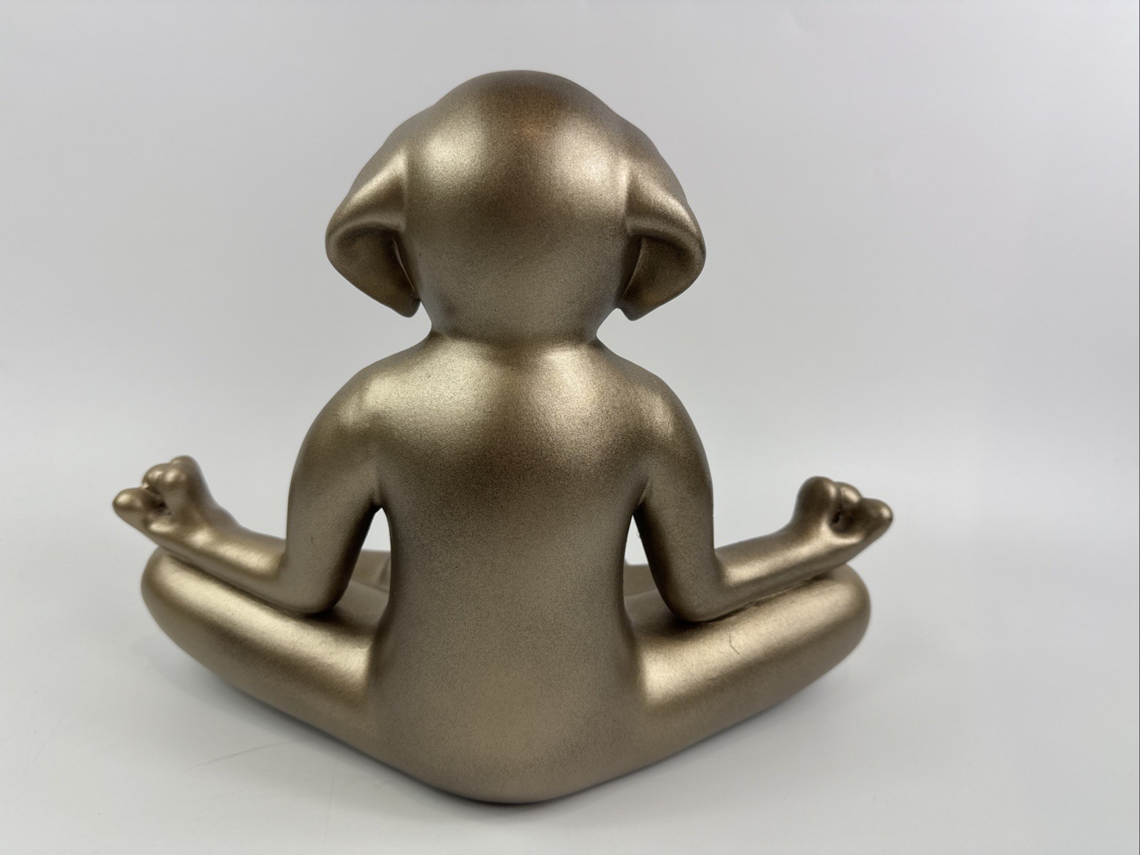 Pier 1 Meditating Zen Dog Art Sculpture Ceramic Yoga Gold Statue Figurine Lotus