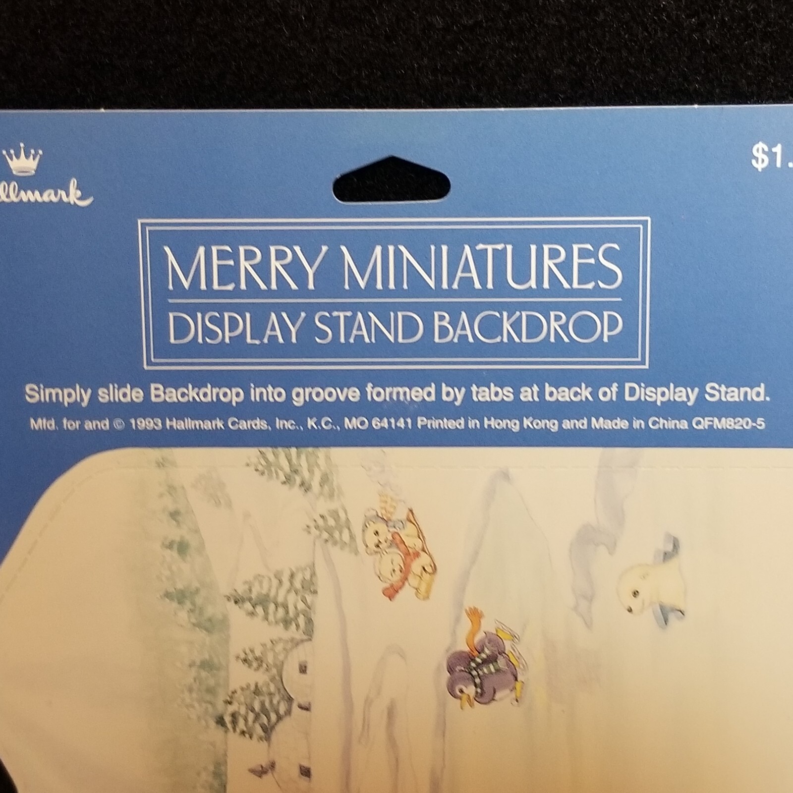 Vintage 1993 Hallmark Merry Miniatures Christmas Display Stand Backdrop NOS
